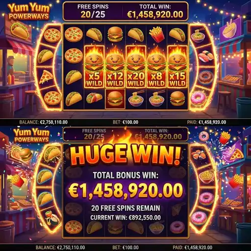 Yum Yum Powerways free spins multiplier building dim sum food symbols 16384 ways progressive