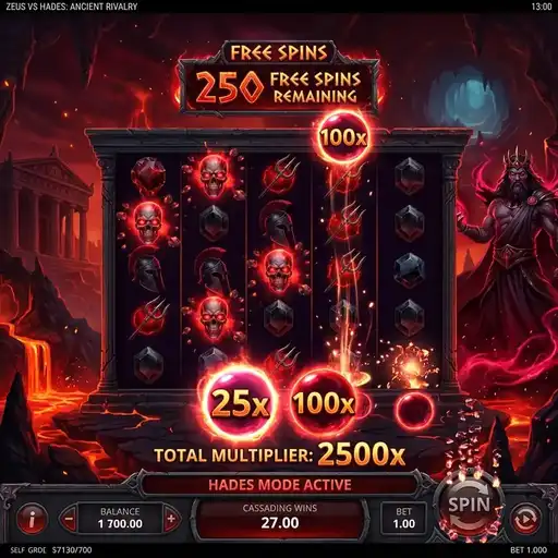 Zeus vs Hades 250 Hades mode with extreme multiplicative multiplier collection
